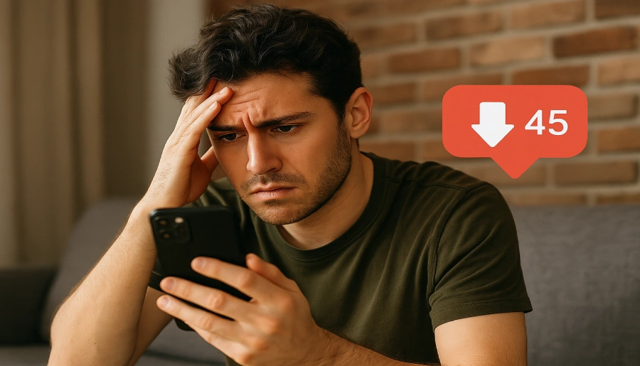 Curtidas caindo no TikTok